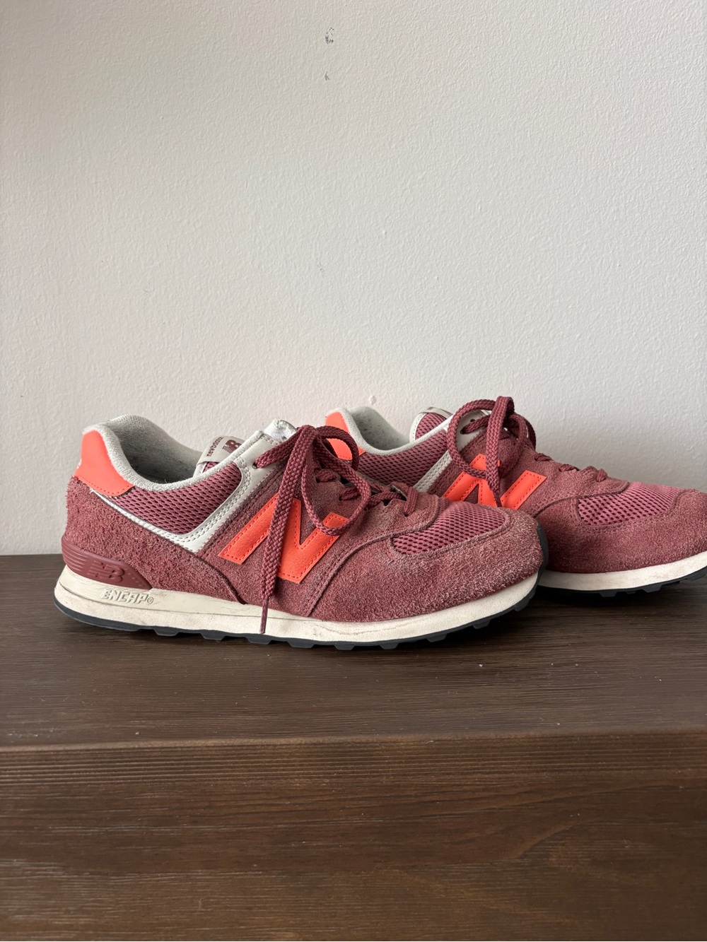 New Balance Women's Burgundy with Coral Accent Sneakers